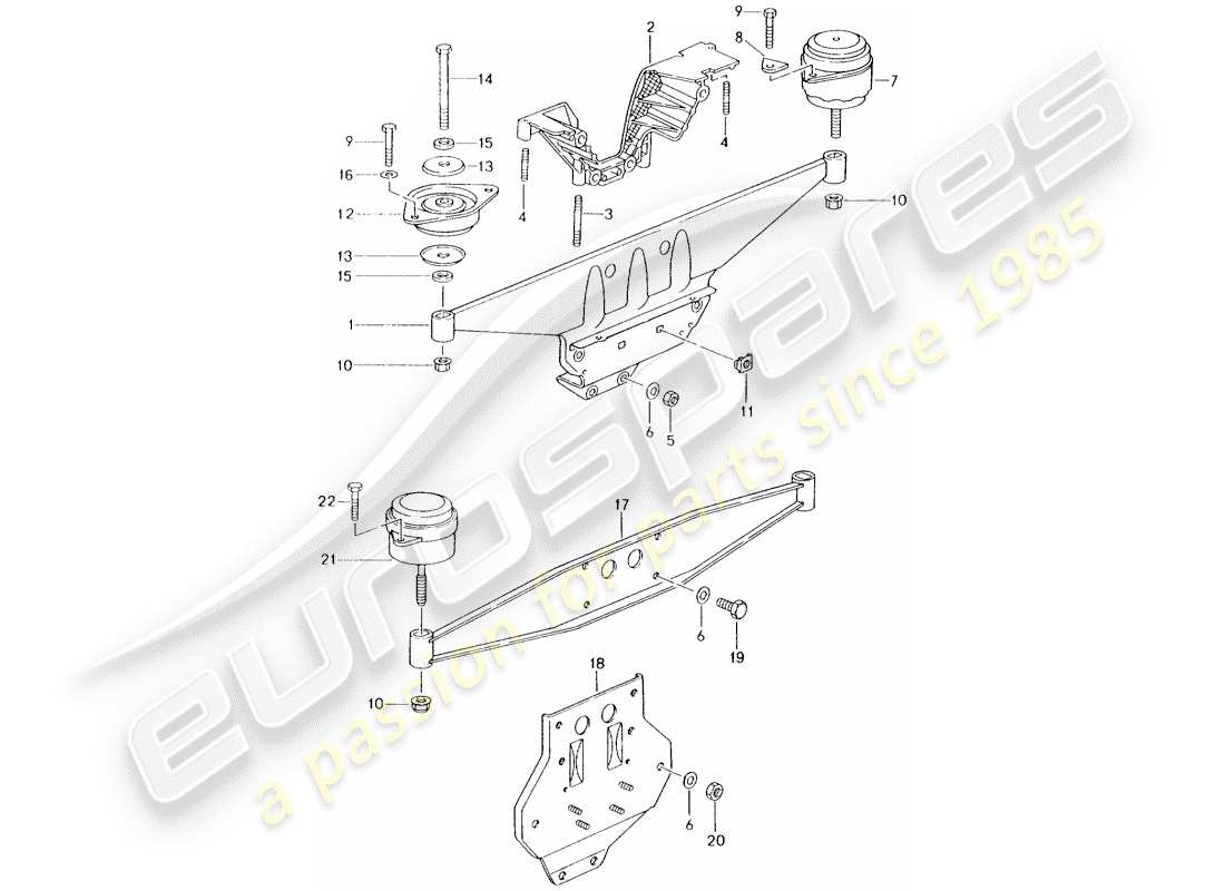 porsche 1996 (993) motoraufhängung teilediagramm
