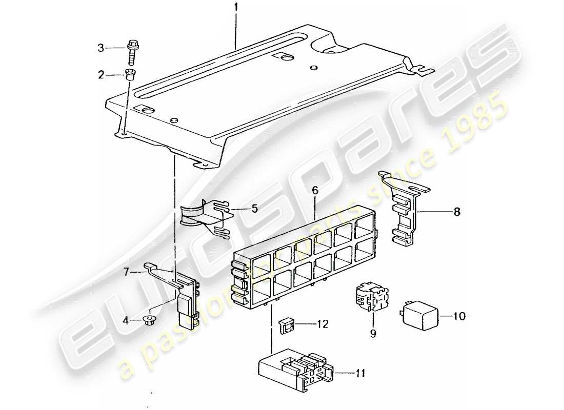 porsche 2005 (996 turbo / gt2) sicherungskasten/relaisplatte - hinteres ende ersatzteildiagramm
