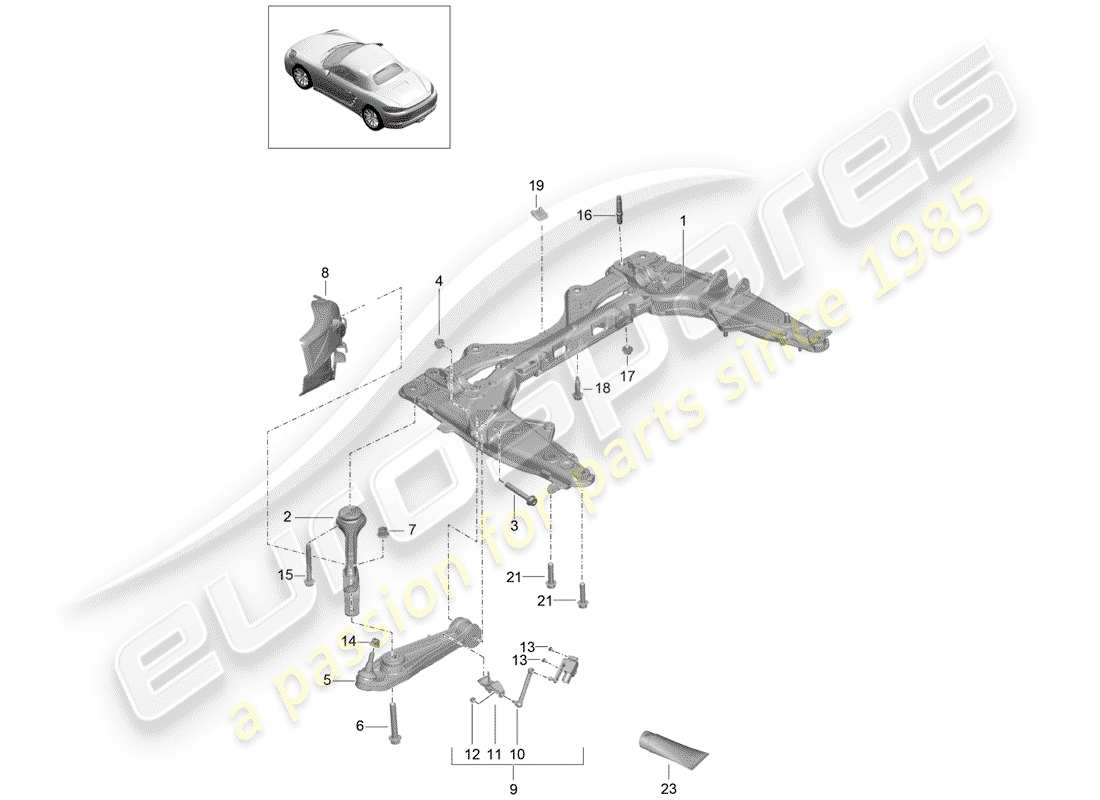 porsche 2017 (718 boxster) quertraeger ersatzteildiagramm