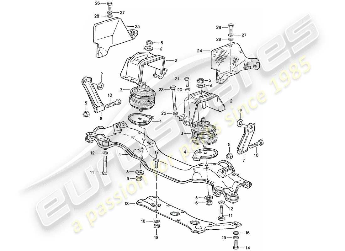 porsche 1990 (928) motoraufhängung teilediagramm