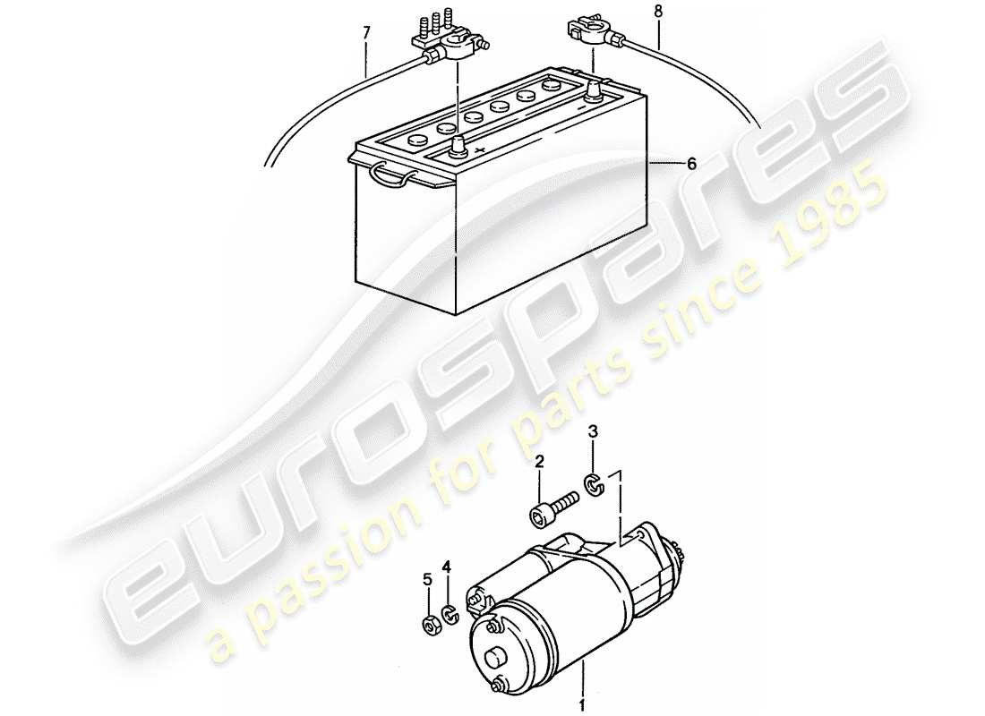 porsche 1989 (928) starter - batterie ersatzteildiagramm