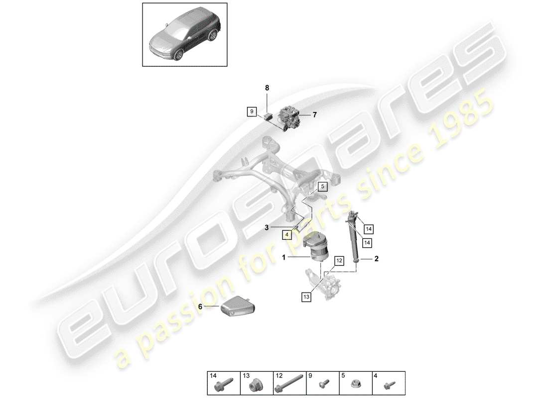 porsche 2020 (cayenne e3 9ya/9yb) luftfeder-ersatzteildiagramm