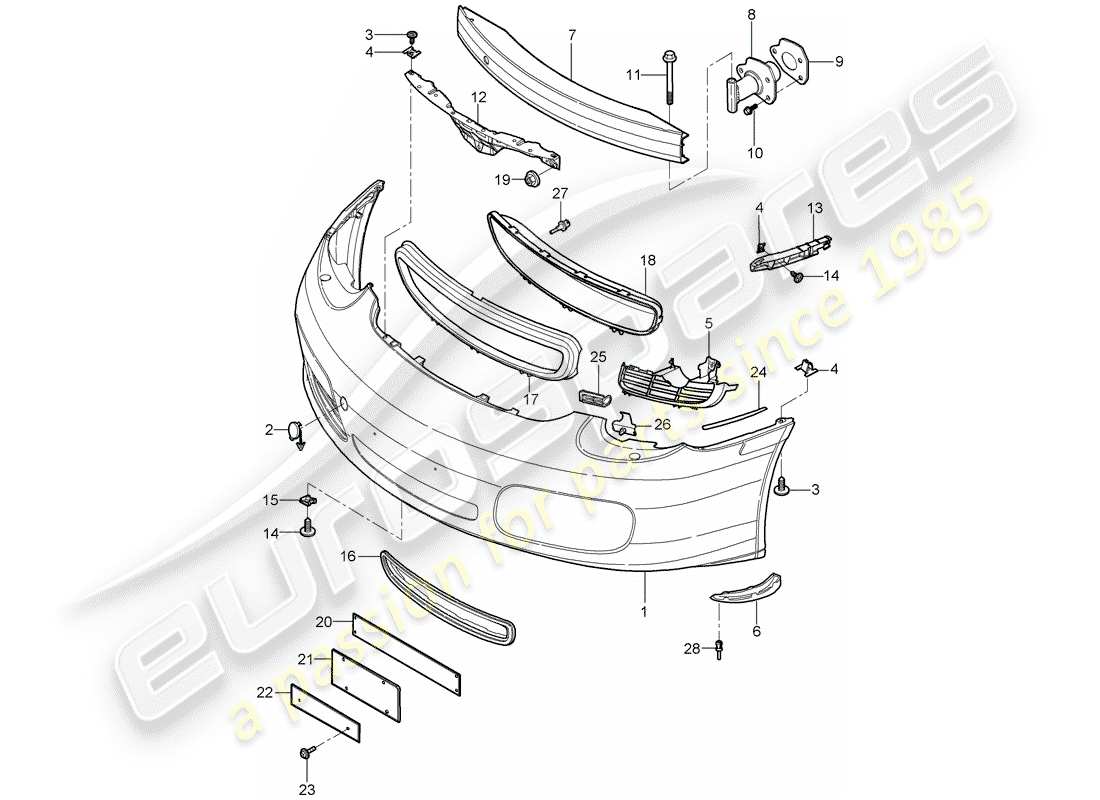 porsche 2005 (987 boxster) stoßstange ersatzteildiagramm