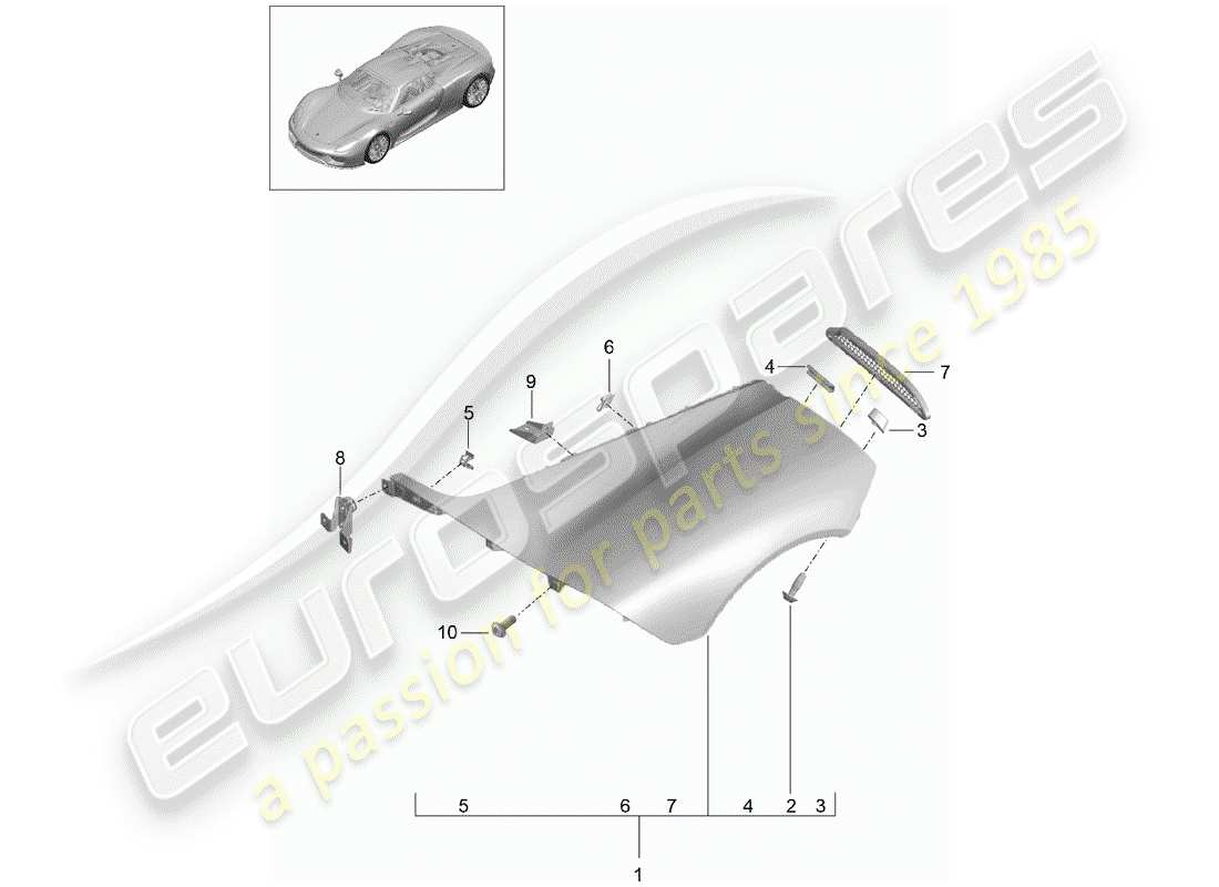 porsche 2015 (918 spyder) fender-teilediagramm