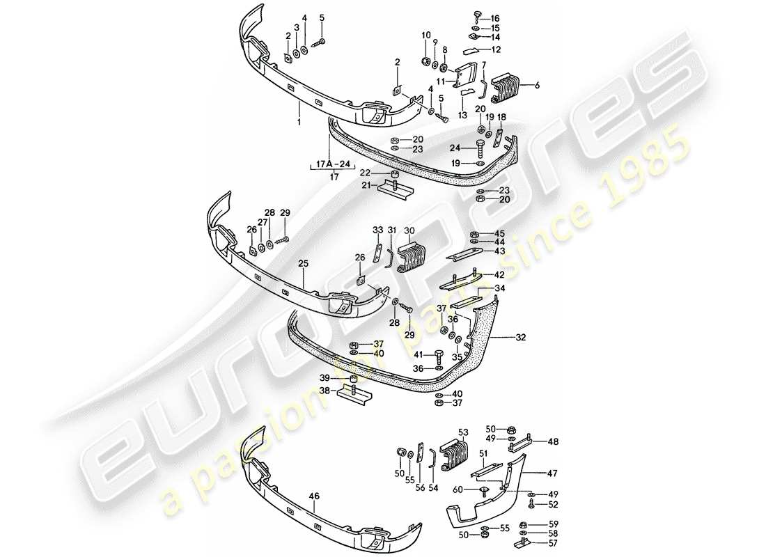 porsche 1984 (911) abdeckung für stoßstange - frontspoiler - carrera ersatzteildiagramm