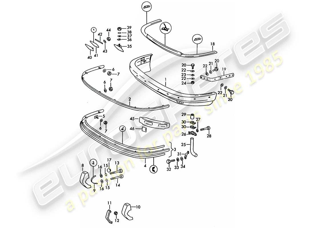 porsche 1966 (911/912) stosstange - d >> - mj 1968 ersatzteildiagramm