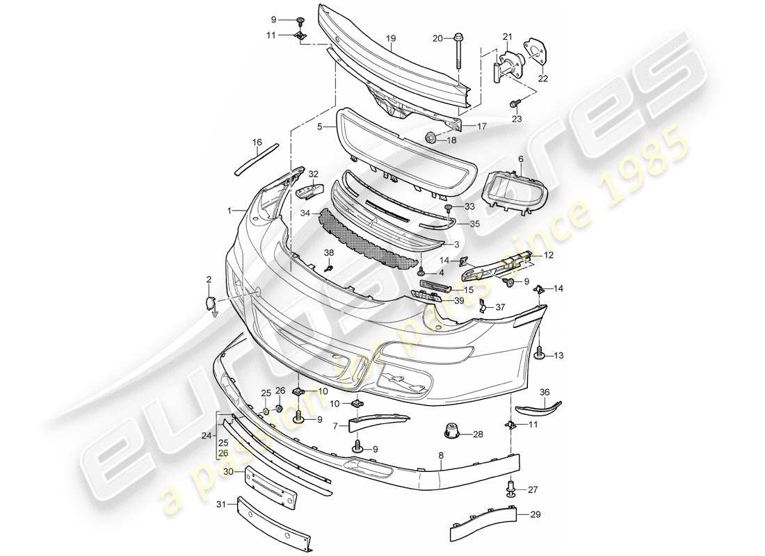 porsche 2010 (997-2 gt3) stoßstange ersatzteildiagramm