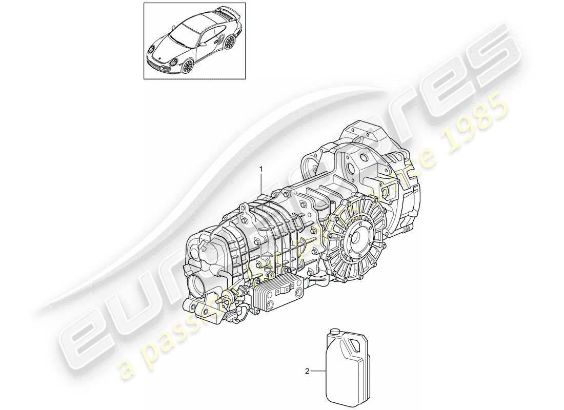 porsche 2011 (997-2 turbo / gt2 rs) ersatzteildiagramm für das getriebe