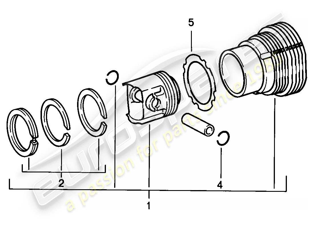 porsche 1986 (911) zylinder mit kolben teilediagramm