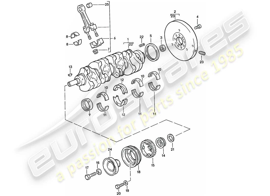 porsche 1988 (944) kurbelwelle - pleuelstange ersatzteildiagramm