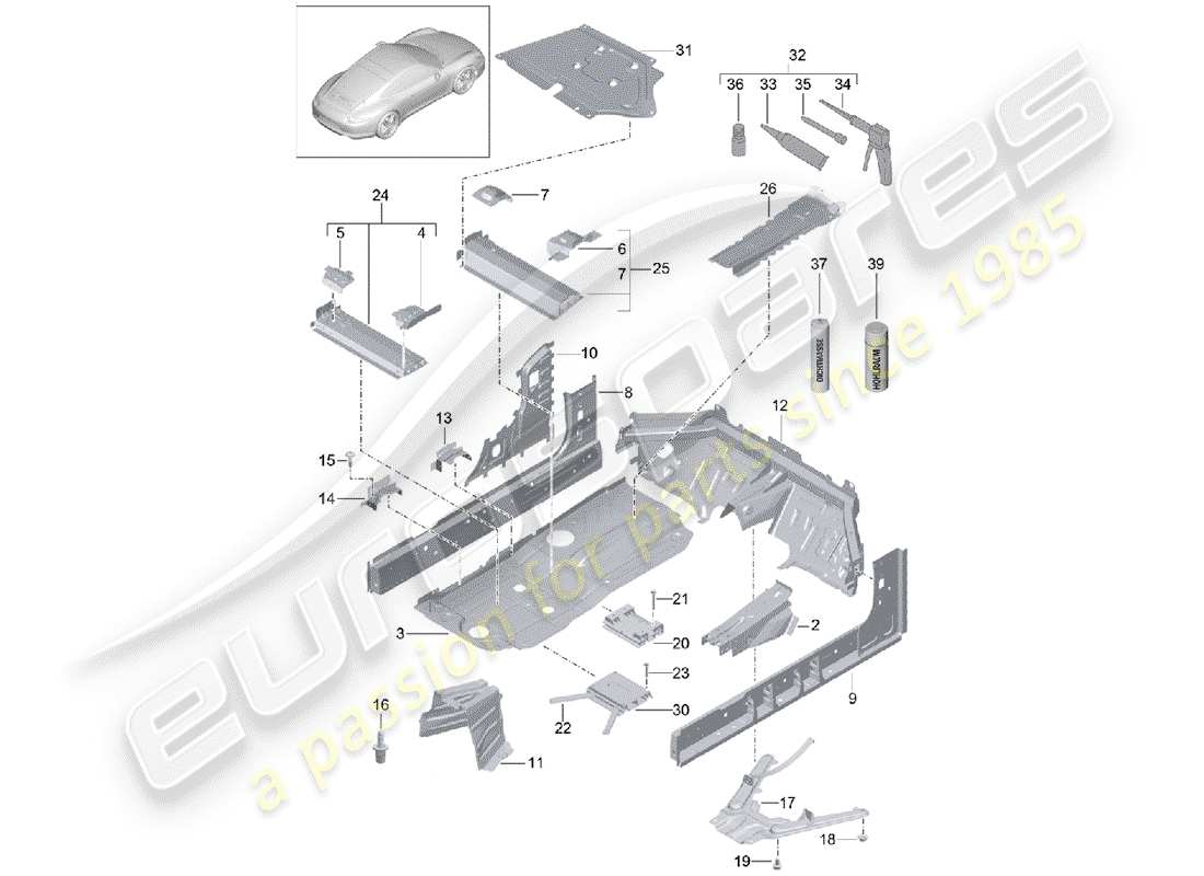 porsche 2016 (991-1) boden teilediagramm