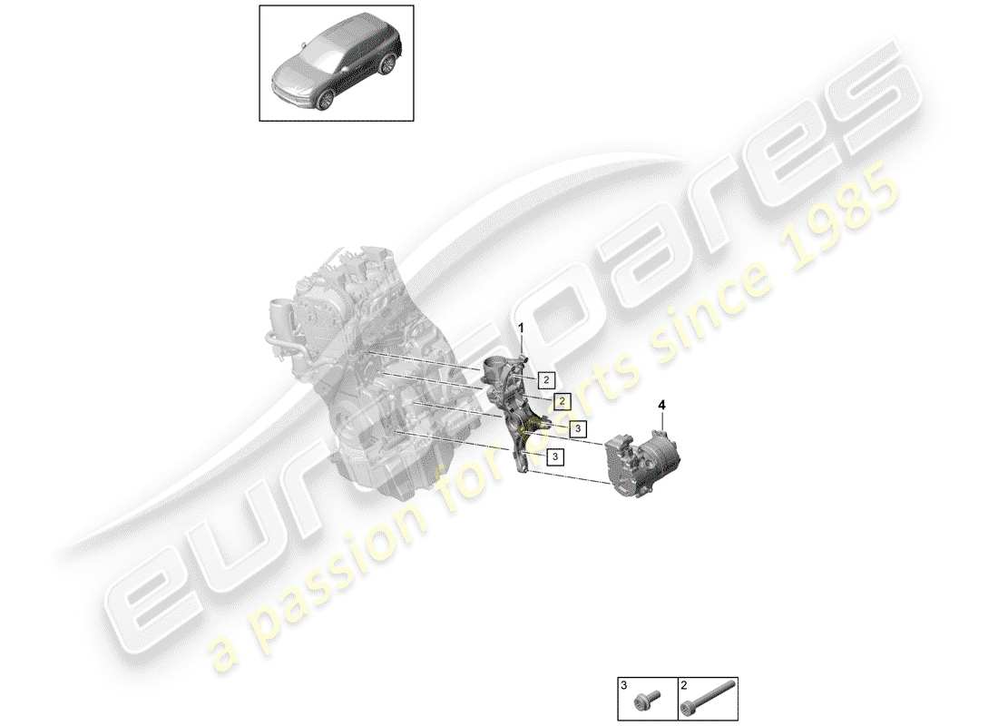 porsche 2020 (cayenne e3 9ya/9yb) keilrippenriemen ersatzteildiagramm