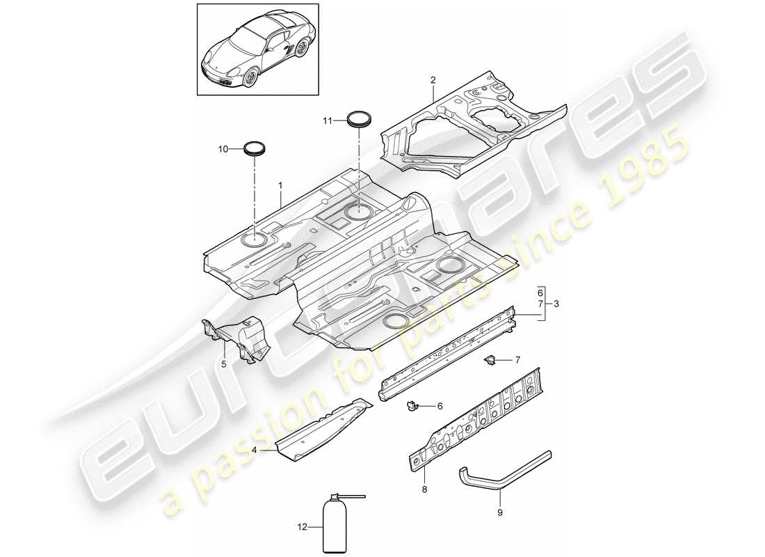 porsche 2012 (987 cayman) floor-teilediagramm