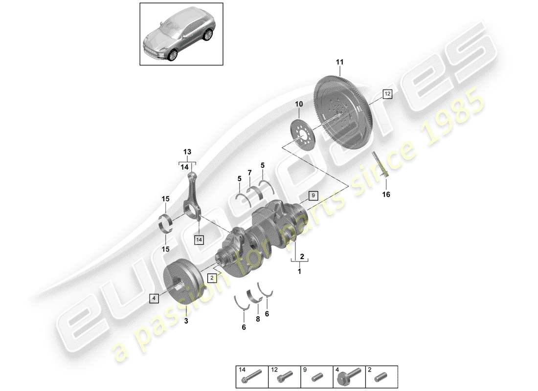 porsche 2020 (macan) kurbelwelle teilediagramm