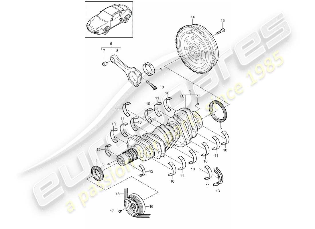 porsche 2011 (987 cayman) kurbelwelle teilediagramm