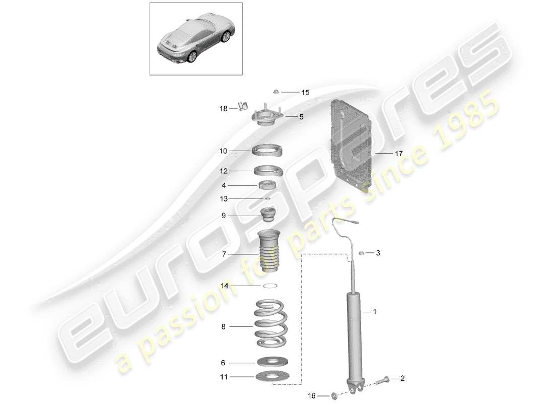 porsche 991 turbo (2015) stoßdämpfer-ersatzteildiagramm