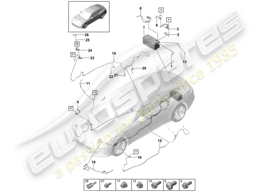 porsche 2017 (panamera 971-1) batterie teilediagramm