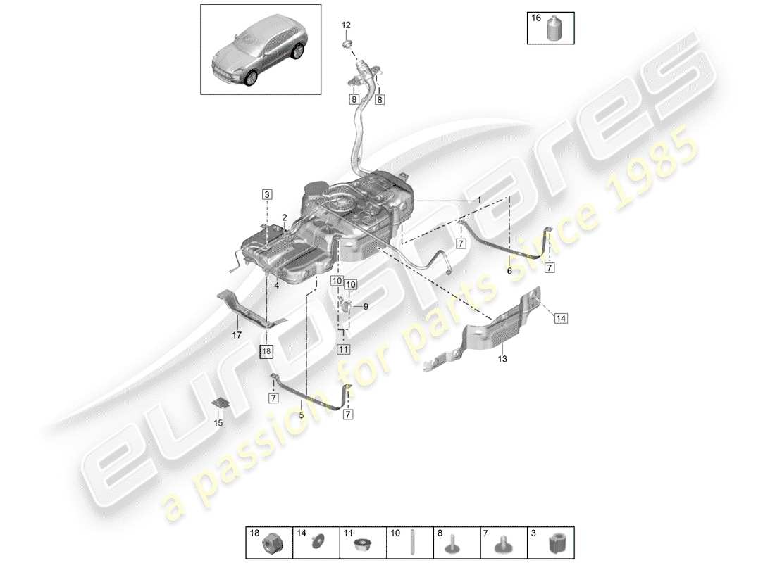 porsche 2019 (macan) kraftstofftank mit ersatzteildiagramm