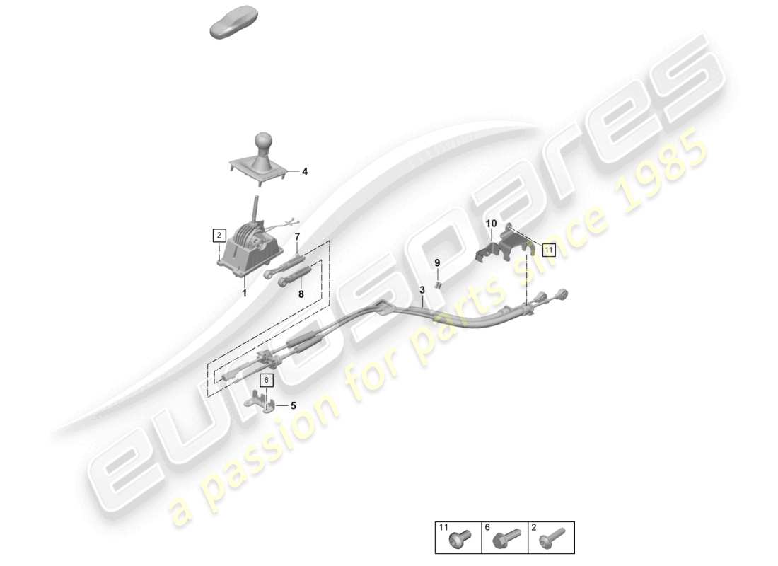 porsche 2020 (992-1) wählhebel 7-speed schaltgetriebe teilediagramm