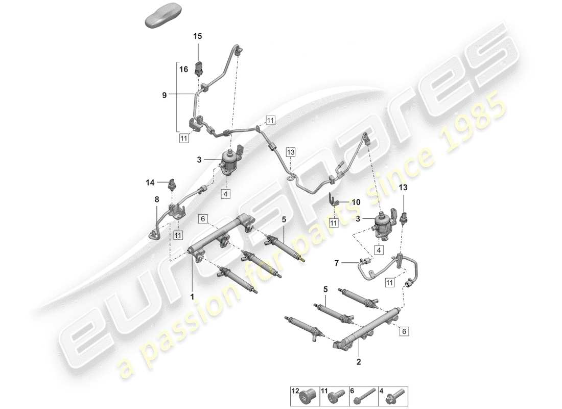 porsche 2020 (992-1) teilediagramm des einspritzsystems