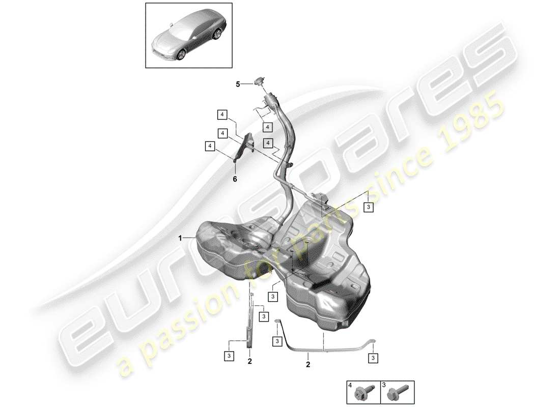 porsche 2020 (panamera 971-1) kraftstofftank mit ersatzteildiagramm