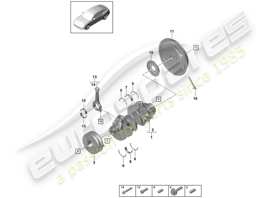 porsche 2020 (panamera 971-1) kurbelwelle teilediagramm