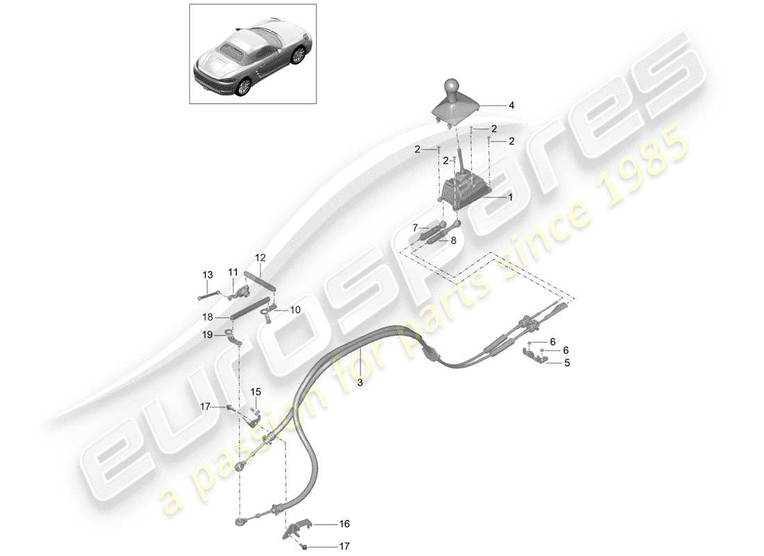 porsche 2017 (718 boxster) schaltmechanismus ersatzteildiagramm