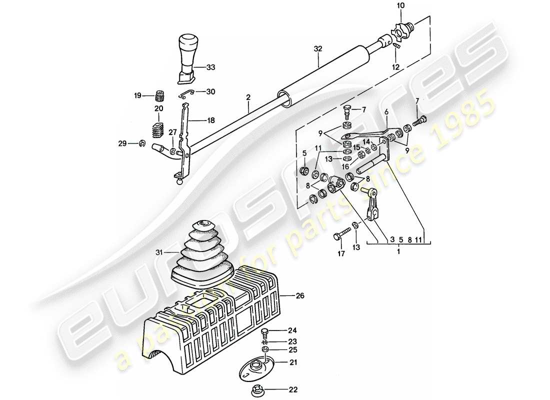 porsche 1978 (924) schaltmechanismus - handschaltgetriebe ersatzteildiagramm