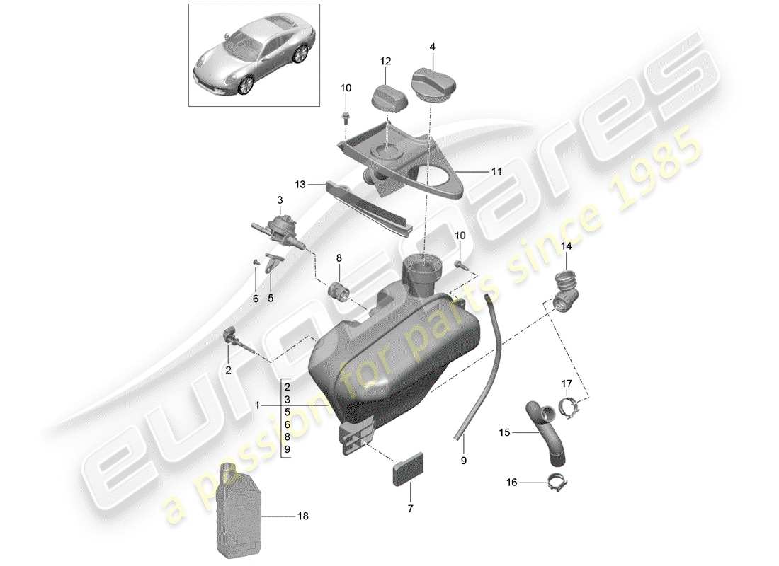 porsche 2016 (991-1) wasserkühlung 4 teilediagramm