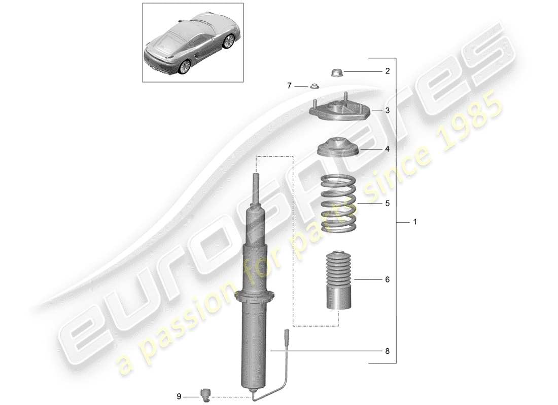porsche 2016 (981 cayman gt4) stoßdämpfer-ersatzteildiagramm