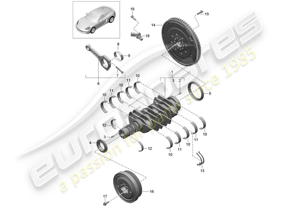 porsche 2017 (718 cayman) kurbelwelle teilediagramm