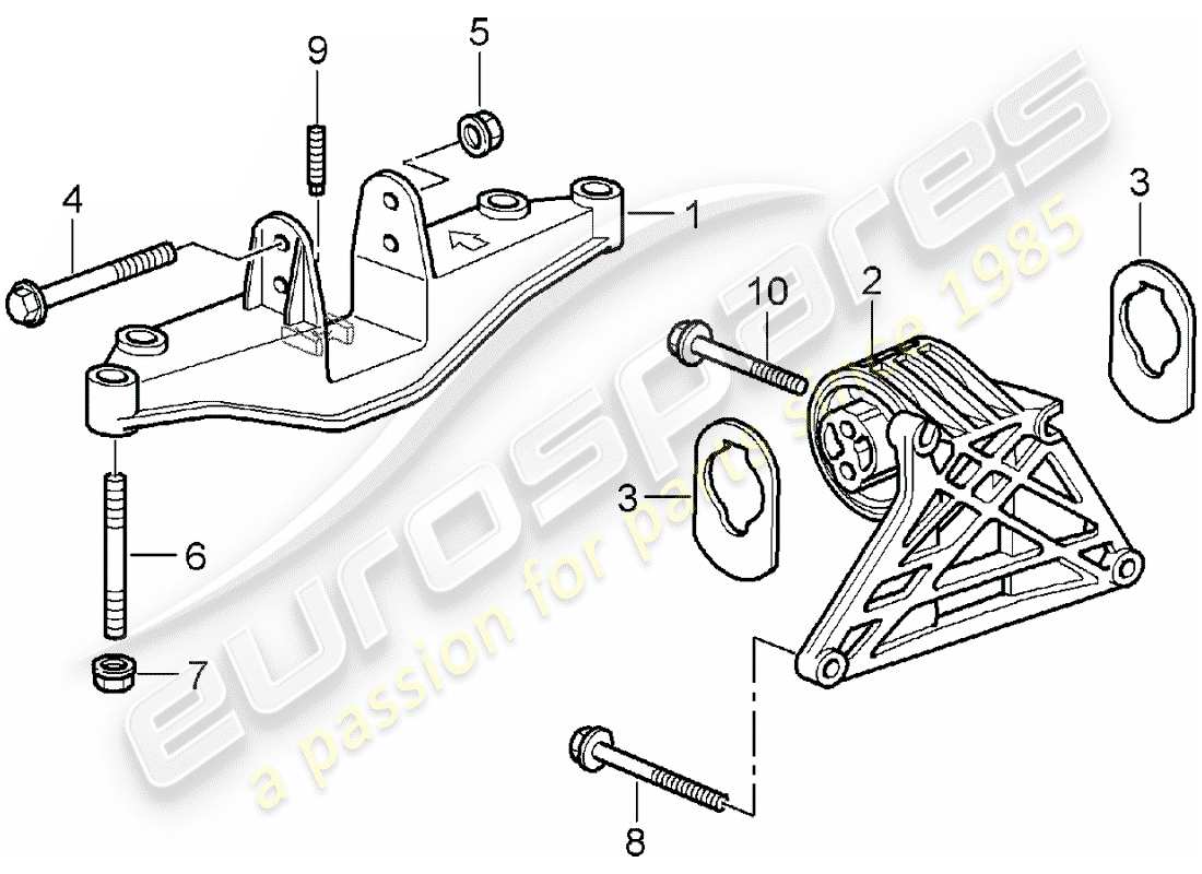 porsche 2006 (987 boxster) motoraufhängung teilediagramm