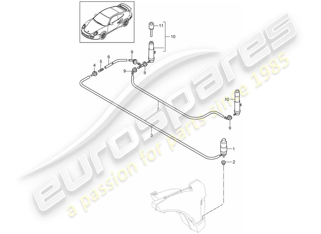 porsche 2011 (997-2 turbo / gt2 rs) scheibe teilediagramm