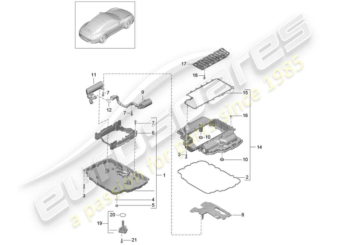 porsche 2016 (991-1) ölwanne - ersatzteildiagramm