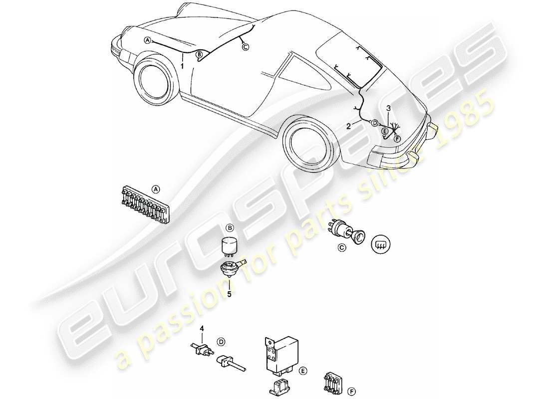 porsche 1978 (911) kabelbäume - windschutzscheibenheizung - heckscheibenheizung ersatzteildiagramm