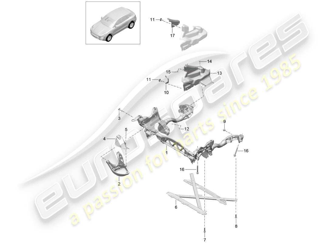 porsche 2014 (macan) unterrahmen teilediagramm