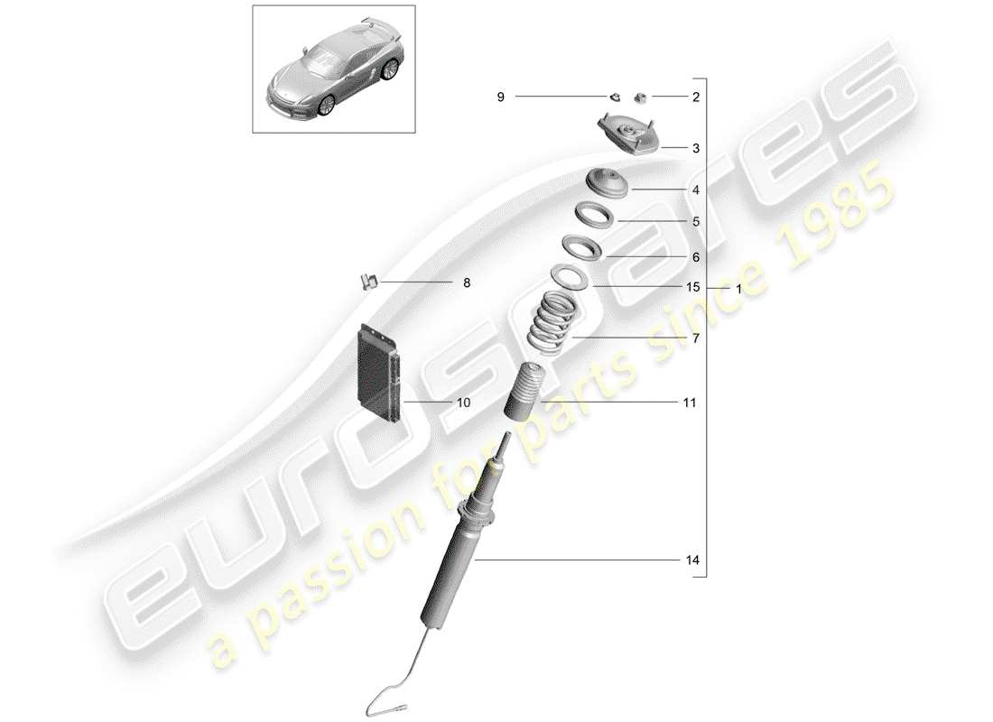 porsche 2016 (981 cayman gt4) vibrationsdämpfer ersatzteildiagramm