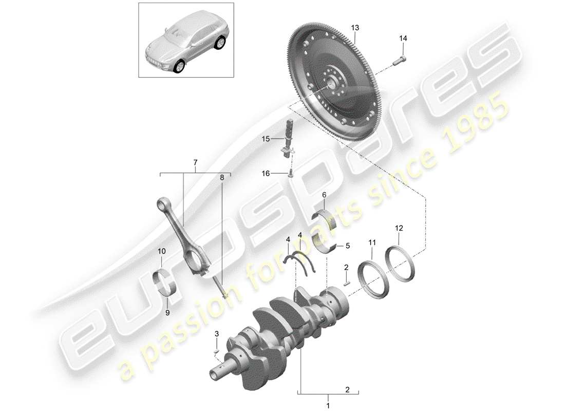 porsche 2016 (macan) kurbelwelle teilediagramm
