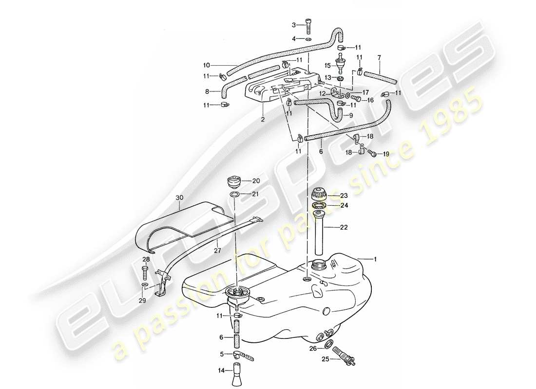 porsche 1988 (959) kraftstofftank teilediagramm