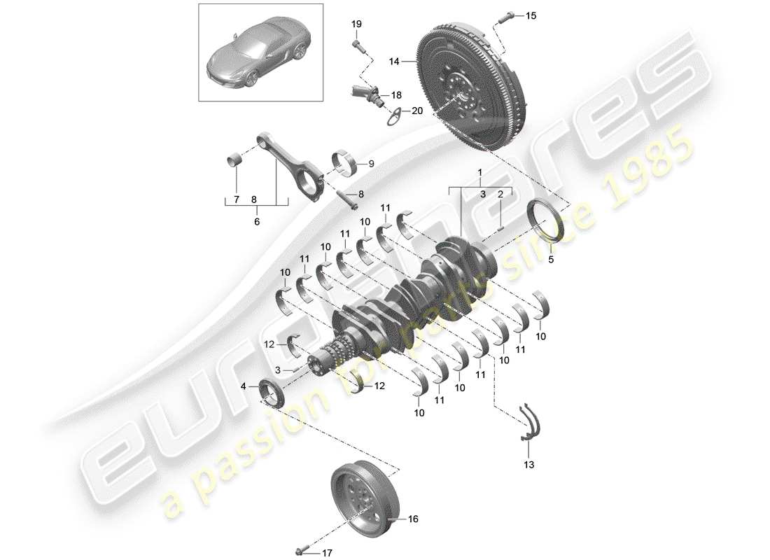 porsche 2015 (981 boxster) kurbelwelle teilediagramm