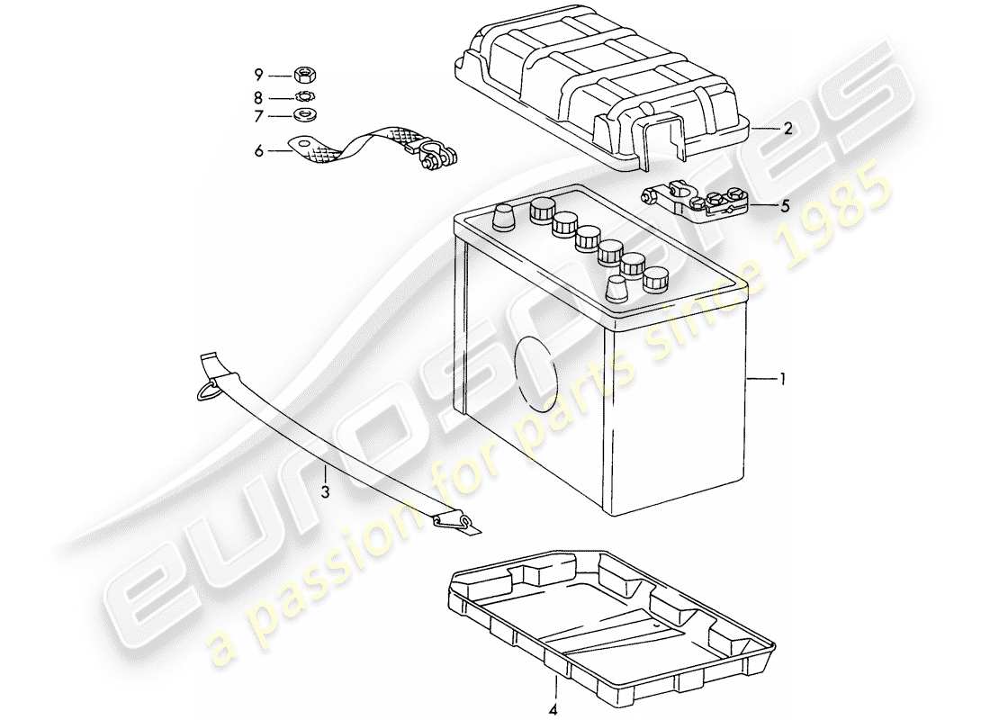 porsche 1966 (911/912) batterie - d >> - mj 1968 ersatzteildiagramm