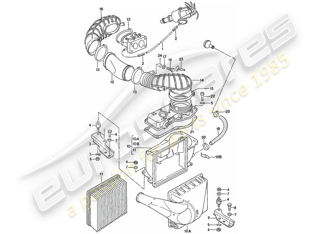 porsche 1978 (924) luftfiltersystem teilediagramm
