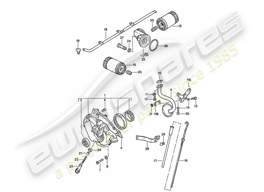 porsche 1976 (924) motorschmierung teilediagramm