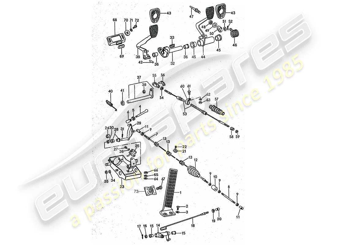 porsche 1977 (911 turbo) pedale teilediagramm