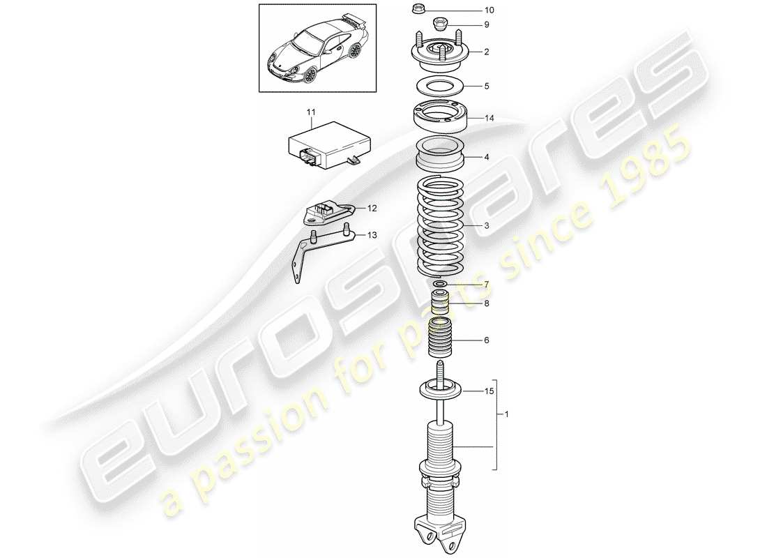 porsche 2010 (997-2 gt3) stoßdämpfer-ersatzteildiagramm