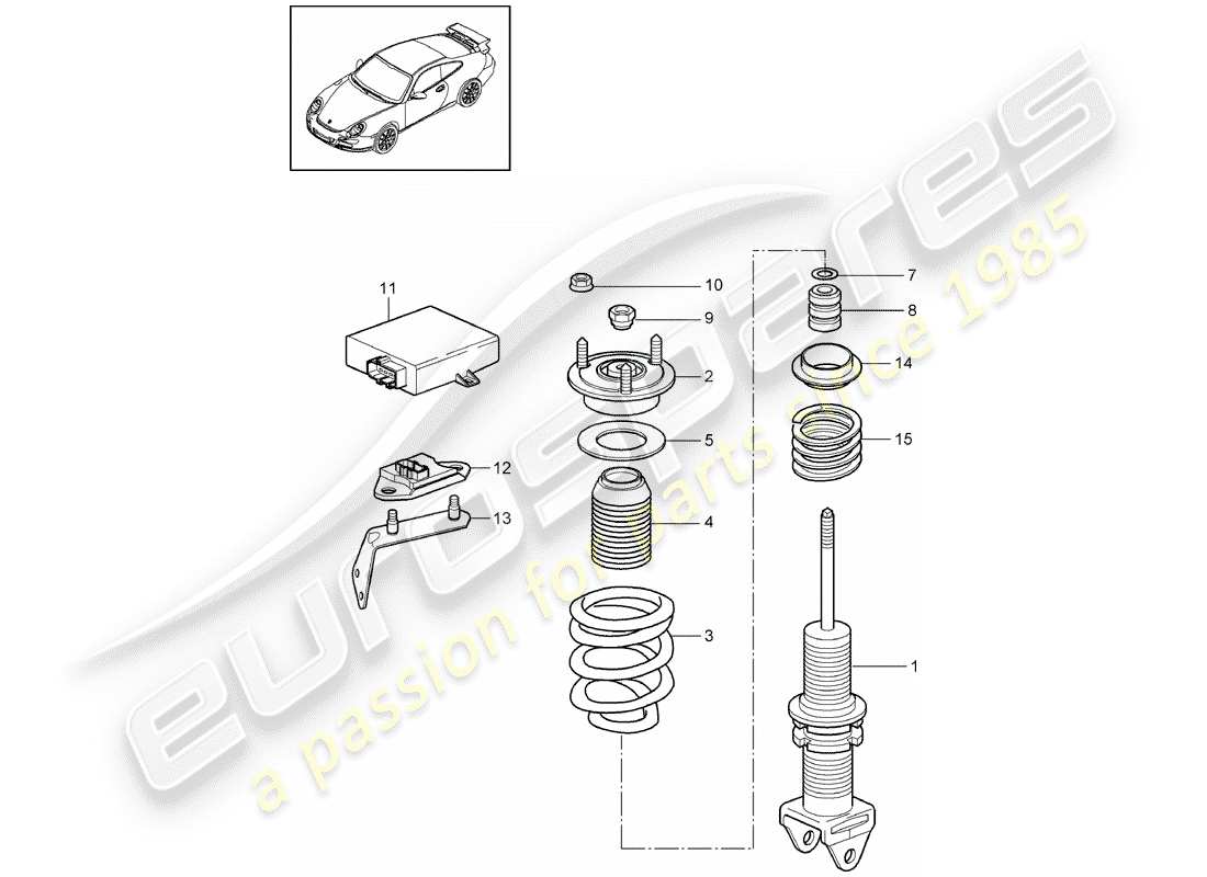 porsche 2009 (997-2 gt3) stoßdämpfer-ersatzteildiagramm