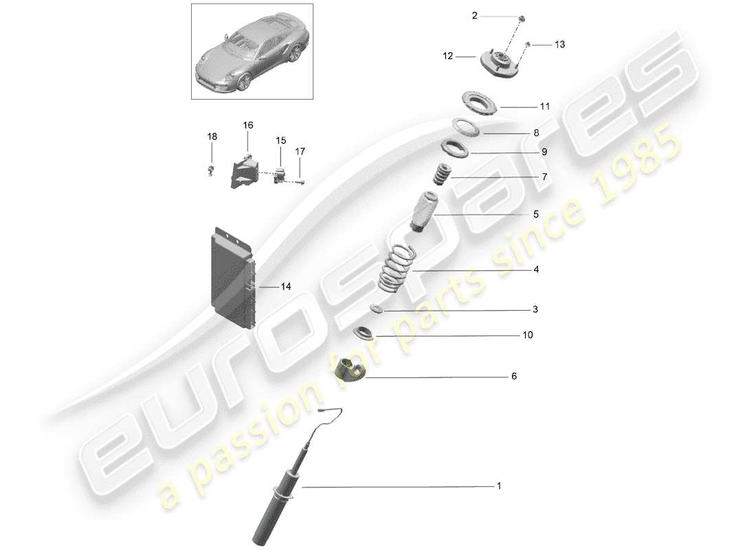 porsche 991 turbo (2015) suspension teilediagramm