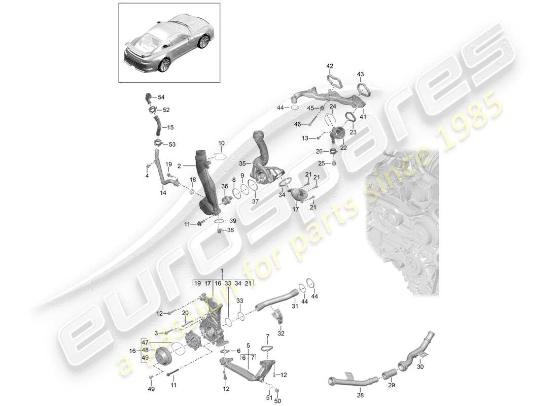 porsche 2017 (991-2 r/gt3/rs) wasserpumpe teilediagramm