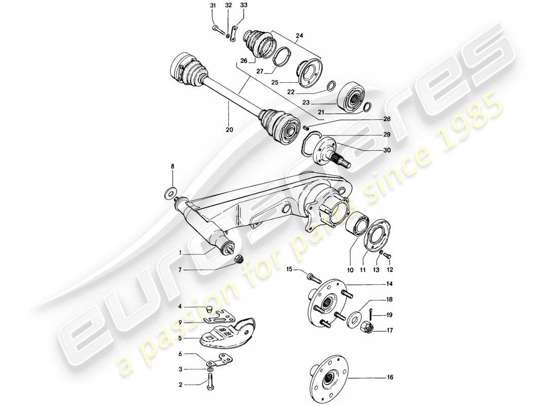 porsche 1976 (914) hinterachse teilediagramm