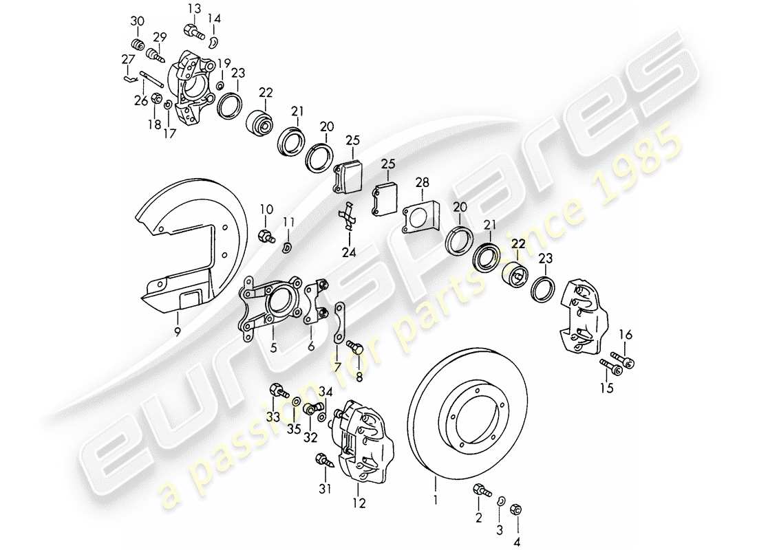 porsche 1965 (911/912) scheibenbremsen - d >> - mj 1968 ersatzteildiagramm